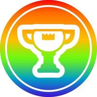 trophy award circular in rainbow spectrum vector