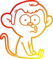 warm gradient line drawing cartoon hooting monkey vector