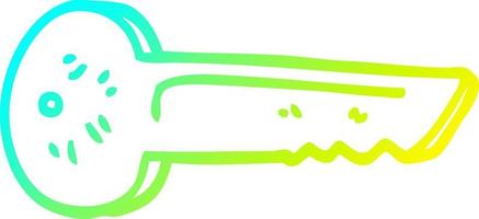 cold gradient line drawing cartoon metal key vector
