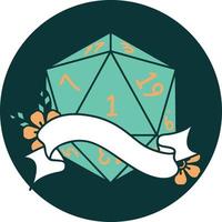icon of natural one d20 dice roll vector