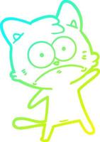 cold gradient line drawing cartoon nervous cat vector