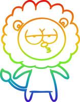 rainbow gradient line drawing cartoon bored lion vector