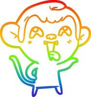 rainbow gradient line drawing crazy cartoon monkey vector