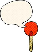 cartoon candy lollipop and speech bubble in comic book style vector