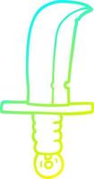 cold gradient line drawing cartoon of an old bronze sword vector