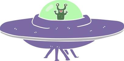 flat color illustration of alien spaceship vector