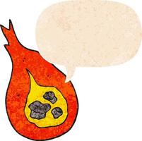 cartoon fireball and speech bubble in retro textured style vector