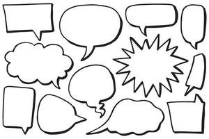 Hand drawn set of speech bubbles isolated . Doodle set element. Vector illustration.