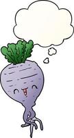 cartoon turnip and thought bubble in smooth gradient style vector