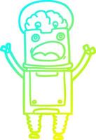 cold gradient line drawing cartoon robot vector