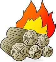 freehand drawn cartoon burning logs vector