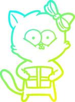 cold gradient line drawing cartoon cat vector