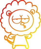 warm gradient line drawing cartoon bored lion vector