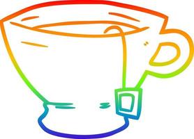 dibujo de línea de gradiente de arco iris taza de té vector