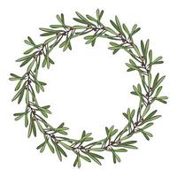 Wreath hand drawing round frame Cranberry twig and berry , leaves, branches. Decorative elements. vector
