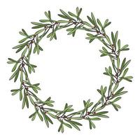 Wreath hand drawing round frame Cranberry twig and berry , leaves, branches. Decorative elements. vector