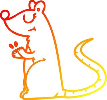 warm gradient line drawing cartoon white mouse vector