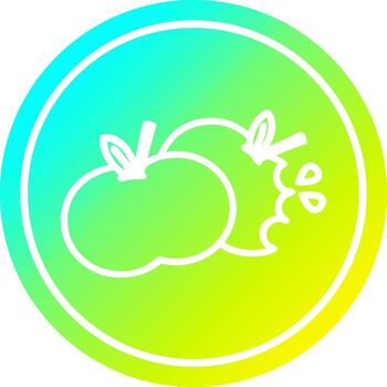 bitten apples circular in cold gradient spectrum vector