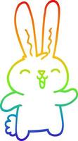 rainbow gradient line drawing cartoon happy rabbit vector