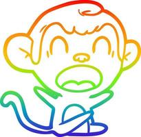 rainbow gradient line drawing shouting cartoon monkey vector