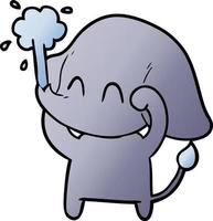 lindo elefante de dibujos animados arrojando agua vector