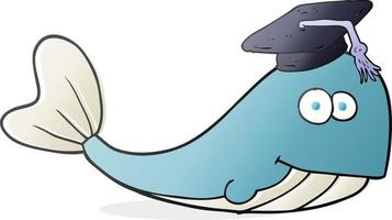 freehand drawn cartoon whale graduate vector