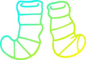 cold gradient line drawing cartoon striped socks vector