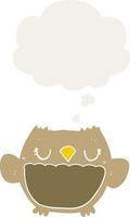 cartoon owl and thought bubble in retro style vector