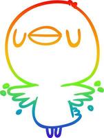 rainbow gradient line drawing cute cartoon chick flapping wings vector