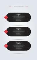 THREE step buttons vector, symbols and levels of work plan button of infographic design, three modern processing steps element, three infographic icons and banners template vector