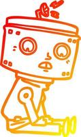 warm gradient line drawing cartoon robot vector