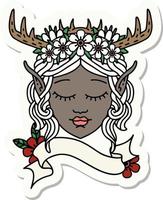 sticker of a elf druid character face vector