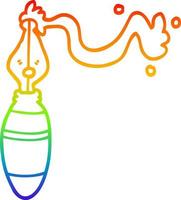rainbow gradient line drawing cartoon fountain pen vector