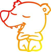 warm gradient line drawing cartoon bear vector