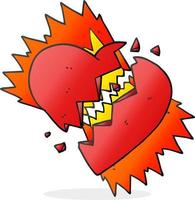 freehand drawn cartoon broken heart vector