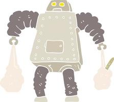 flat color illustration of robot carrying shopping vector