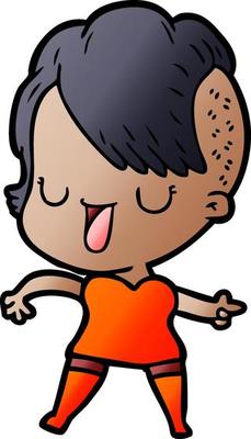 cute cartoon girl with hipster haircut