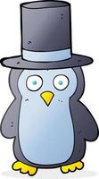 freehand drawn cartoon penguin wearing hat vector