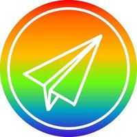 paper plane circular in rainbow spectrum vector