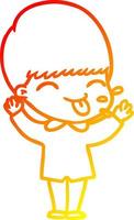 warm gradient line drawing cartoon funny boy vector