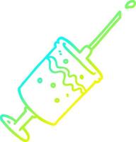 cold gradient line drawing cartoon syringe needle vector