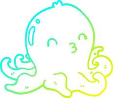 cold gradient line drawing cartoon octopus vector