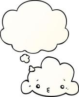 cute cartoon cloud and thought bubble in smooth gradient style vector