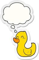 cartoon duck and thought bubble as a printed sticker vector