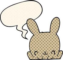 cartoon rabbit and speech bubble in comic book style vector