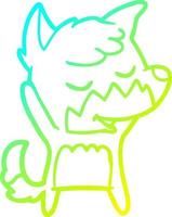 cold gradient line drawing friendly cartoon fox vector