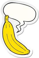 cartoon banana and speech bubble sticker vector