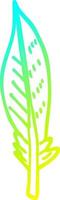 cold gradient line drawing cartoon green feather vector