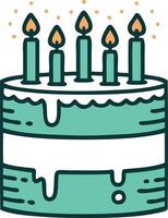 iconic tattoo style image of a birthday cake vector