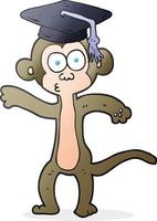 freehand drawn cartoon graduate monkey vector